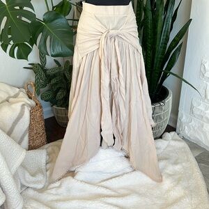 SHEIN size 4 beige cotton tie front summer skirt side zip